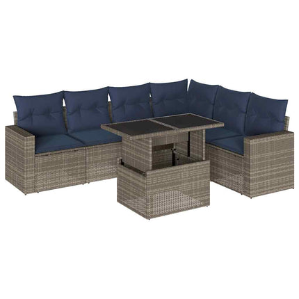 havesofasæt med 7 dele og hynder grå polyrattan