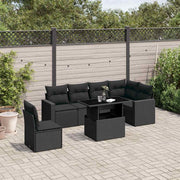 sofasæt til haven 7 dele med hynder polyrattan sort