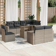 sofasæt til haven 9 dele med hynder polyrattan lysegrå