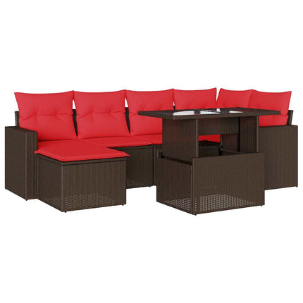 havesofasæt med 7 hynder brun polyrattan