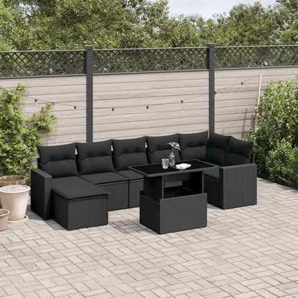 sofasæt til haven 8 dele med hynder polyrattan sort