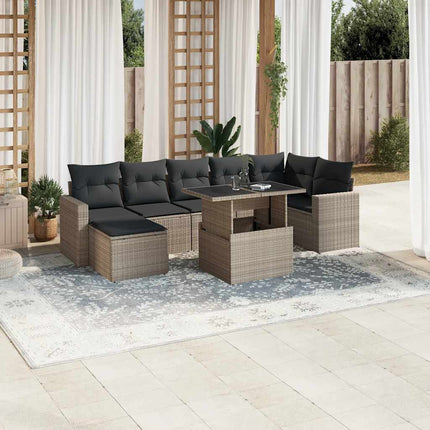 sofasæt til haven 8 dele med hynder polyrattan lysegrå