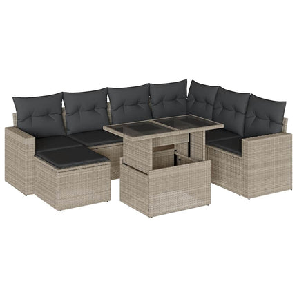 sofasæt til haven 8 dele med hynder polyrattan lysegrå