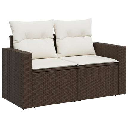 sofasæt til haven 9 dele med hynder polyrattan brun