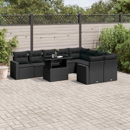 sofasæt til haven 10 dele med hynder polyrattan sort