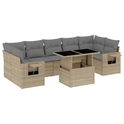 sofasæt til haven 8 dele med hynder polyrattan beige