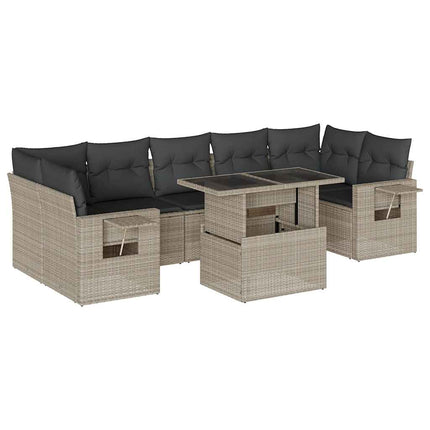 sofasæt til haven 8 dele med hynder polyrattan lysegrå