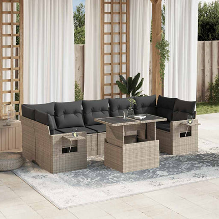 sofasæt til haven 8 dele med hynder polyrattan lysegrå
