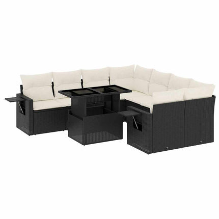 sofasæt til haven 9 dele med hynder polyrattan sort
