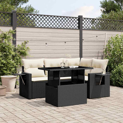 sofasæt til haven 5 dele med hynder polyrattan sort