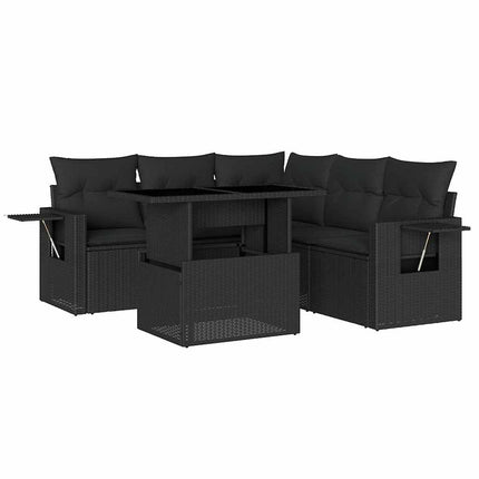 sofasæt til haven 6 dele med hynder polyrattan sort