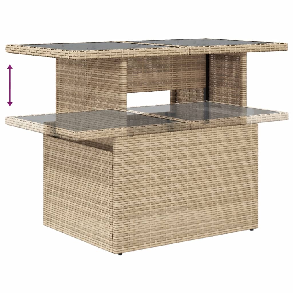sofasæt til haven 7 dele med hynder polyrattan beige