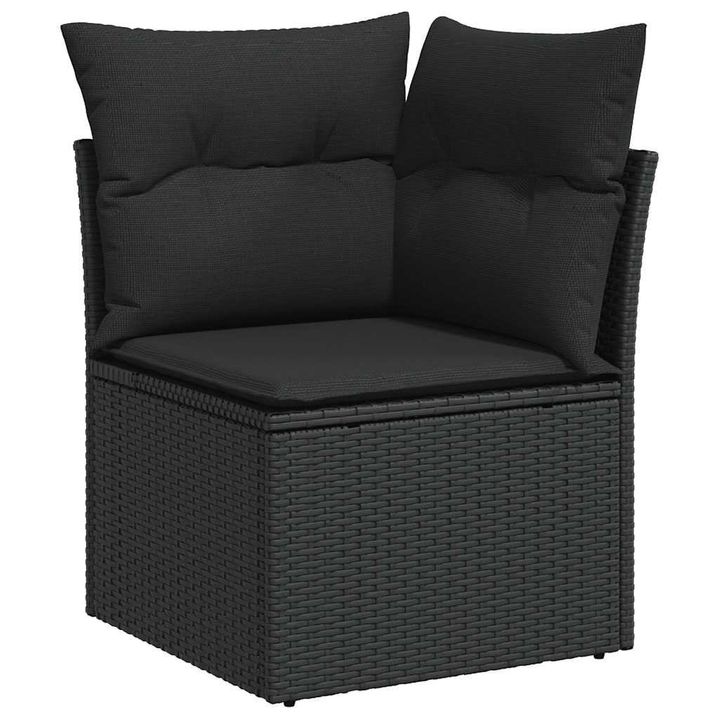 sofasæt til haven 7 dele med hynder polyrattan sort