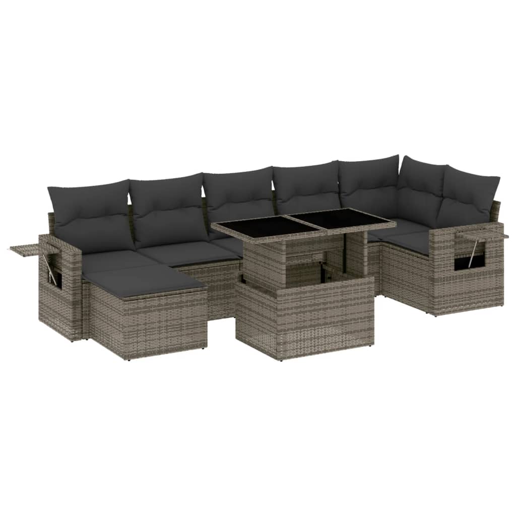 sofasæt til haven 8 dele med hynder polyrattan grå