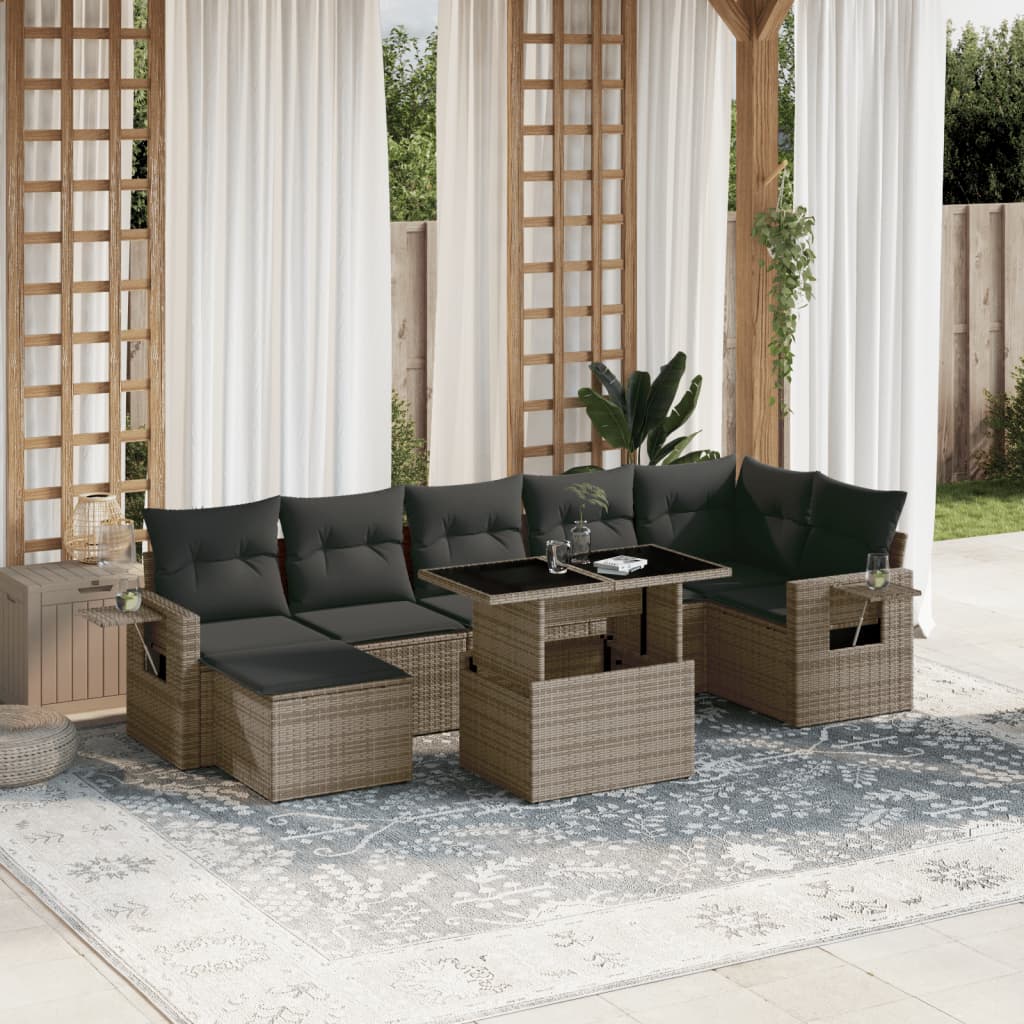 sofasæt til haven 8 dele med hynder polyrattan grå