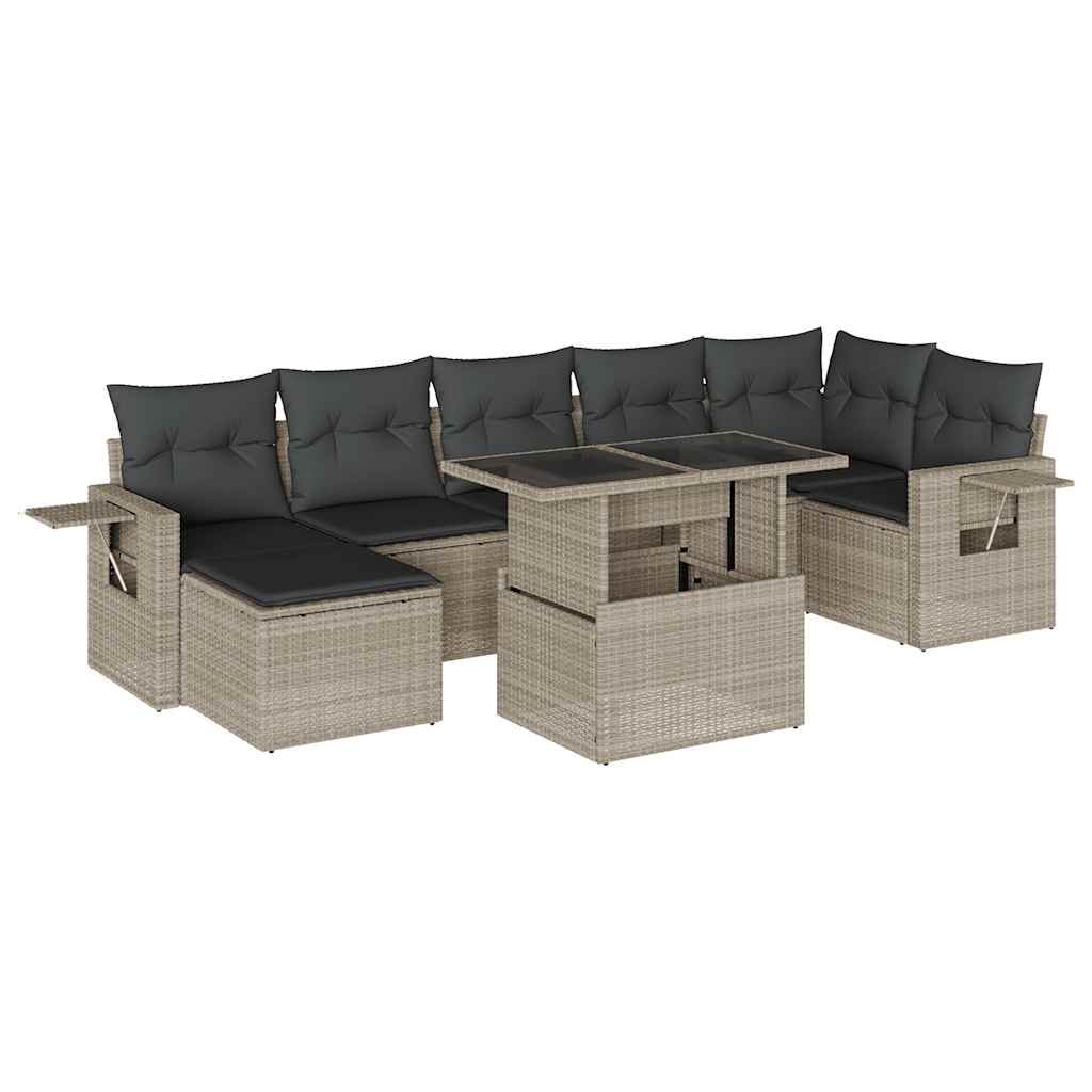 sofasæt til haven 8 dele med hynder polyrattan lysegrå
