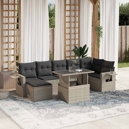 sofasæt til haven 8 dele med hynder polyrattan lysegrå