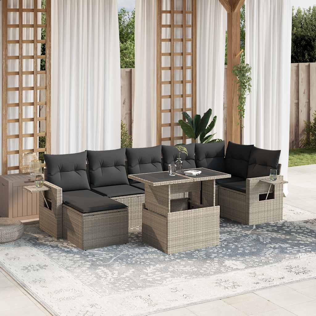 sofasæt til haven 8 dele med hynder polyrattan lysegrå