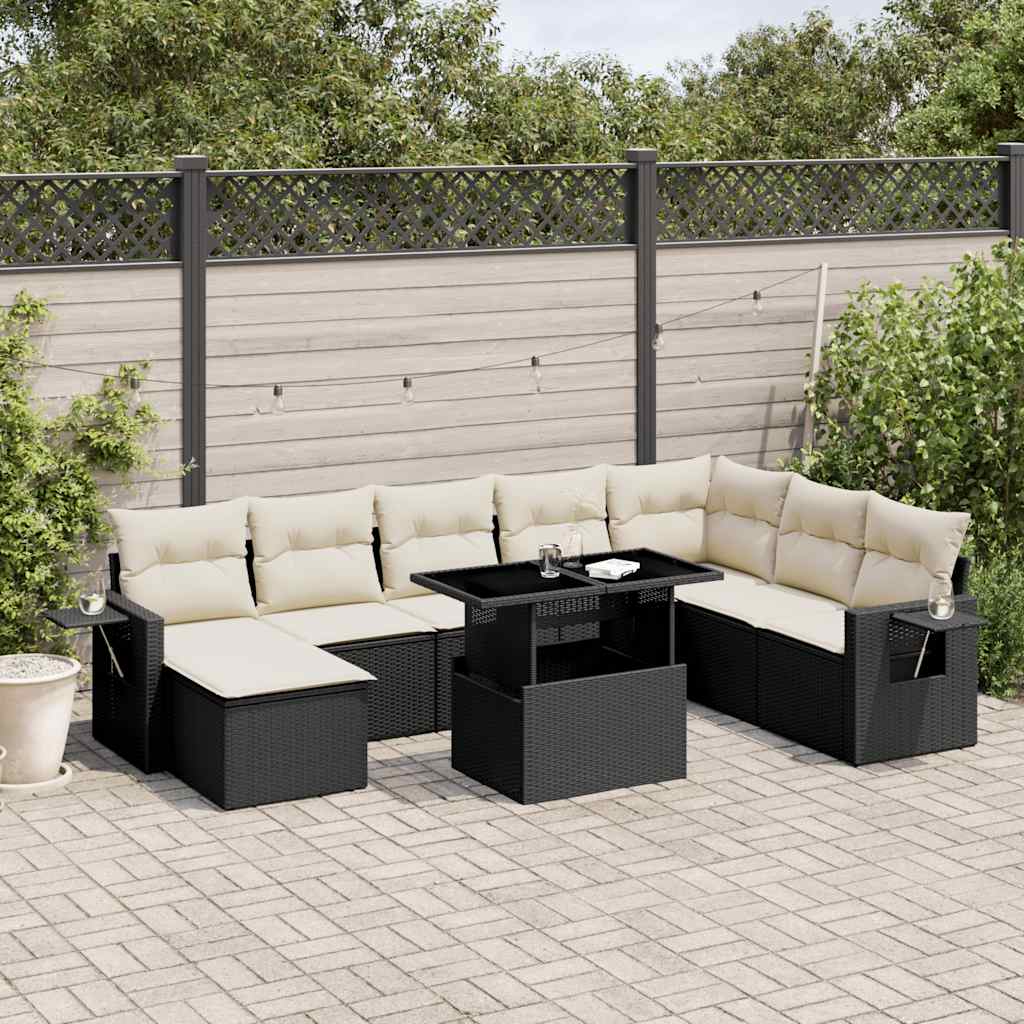 sofasæt til haven 8 dele med hynder polyrattan sort