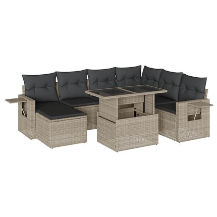 sofasæt til haven 8 dele med hynder polyrattan lysegrå
