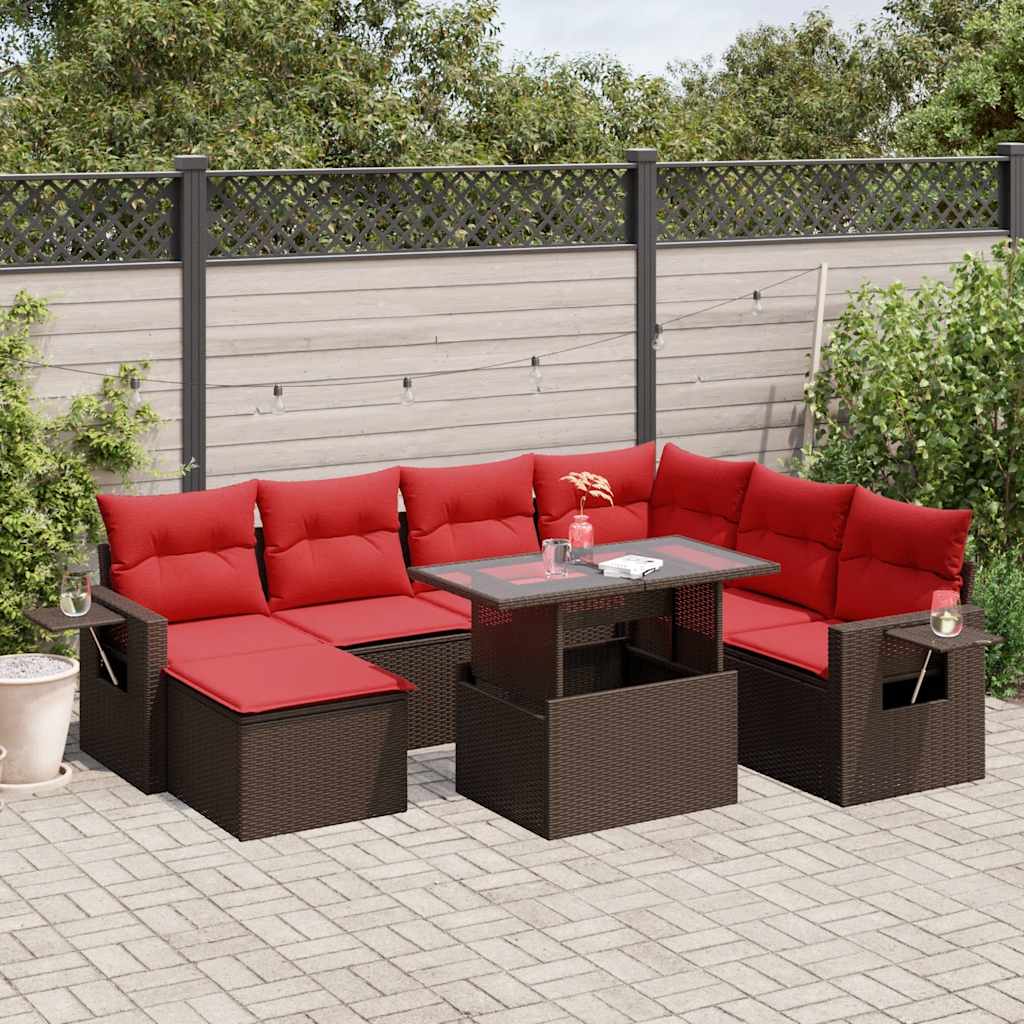 8-delt havesofast med hynder brun polyrattan