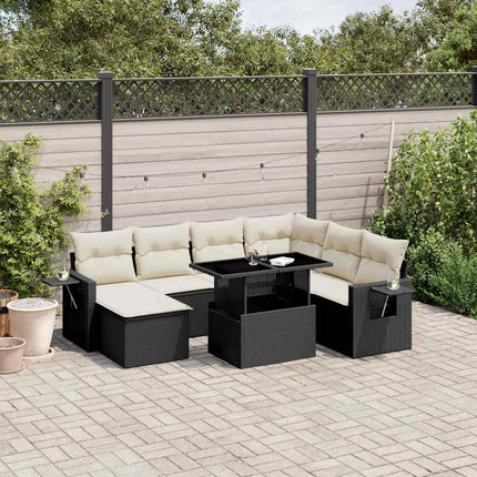 sofasæt til haven 9 dele med hynder polyrattan sort
