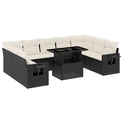 sofasæt til haven 10 dele med hynder polyrattan sort