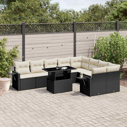sofasæt til haven 10 dele med hynder polyrattan sort