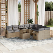 sofasæt til haven 10 dele med hynder polyrattan beige