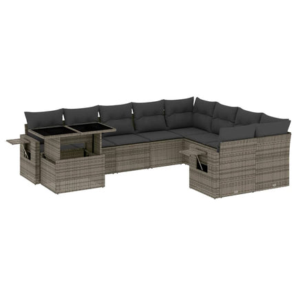 sofasæt til haven 10 dele med hynder polyrattan grå