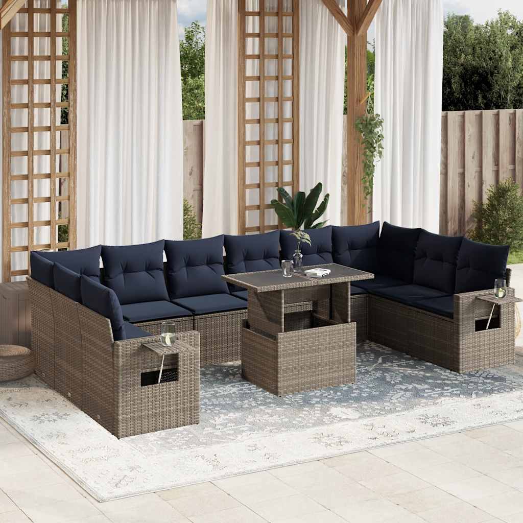 11-delt havesofast med hynder gr polyrattan