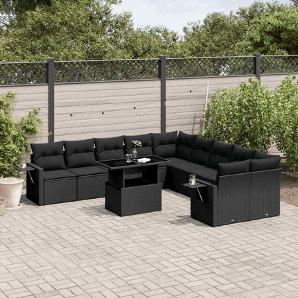 sofasæt til haven 11 dele med hynder polyrattan sort