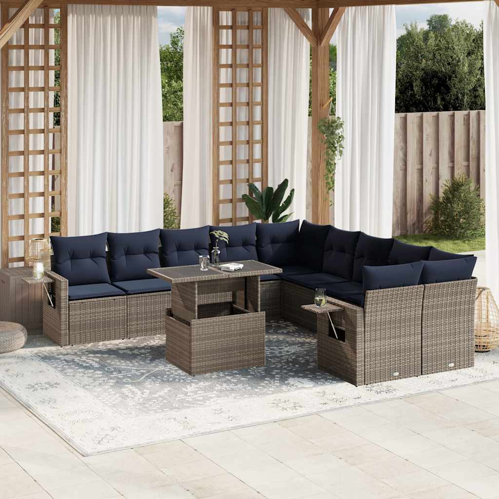 11-delt havesofast med hynder gr polyrattan