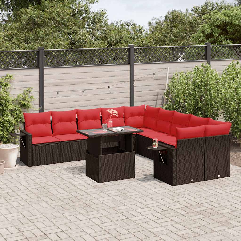 11-delt havesofast med hynder brun polyrattan