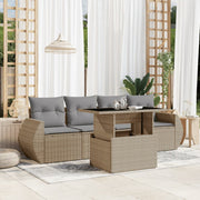 sofasæt til haven 5 dele med hynder polyrattan beige