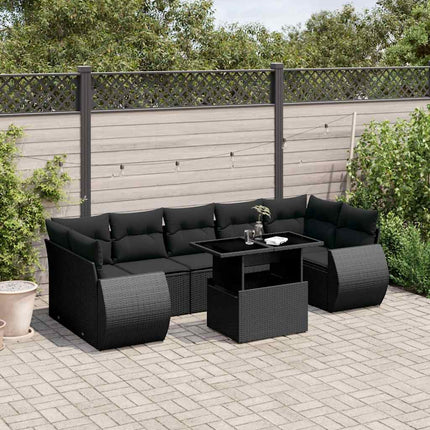 sofasæt til haven 8 dele med hynder polyrattan sort