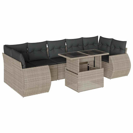 sofasæt til haven 8 dele med hynder polyrattan lysegrå