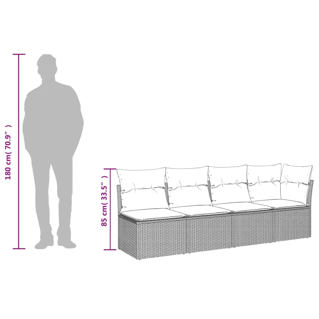 sofaesæt til haven 7 dele med hynder polyrattan grå