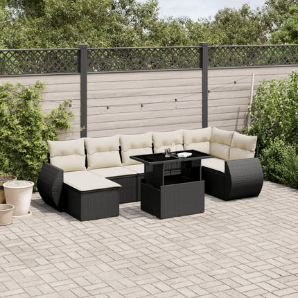 sofasæt til haven 8 dele med hynder polyrattan sort