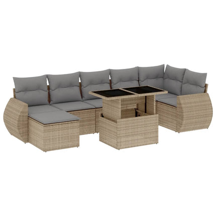 sofasæt til haven 8 dele med hynder polyrattan beige