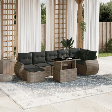 sofasæt til haven 8 dele med hynder polyrattan grå