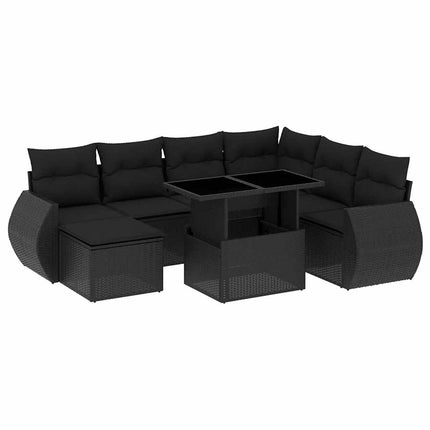 sofasæt til haven 8 dele med hynder polyrattan sort