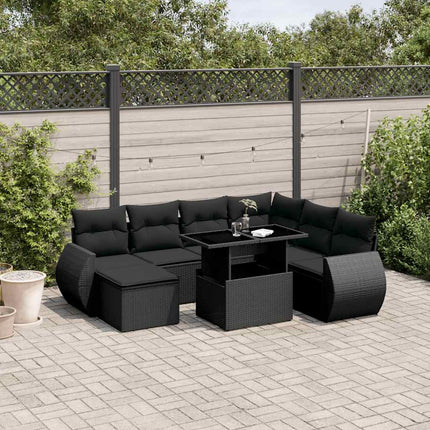 sofasæt til haven 8 dele med hynder polyrattan sort
