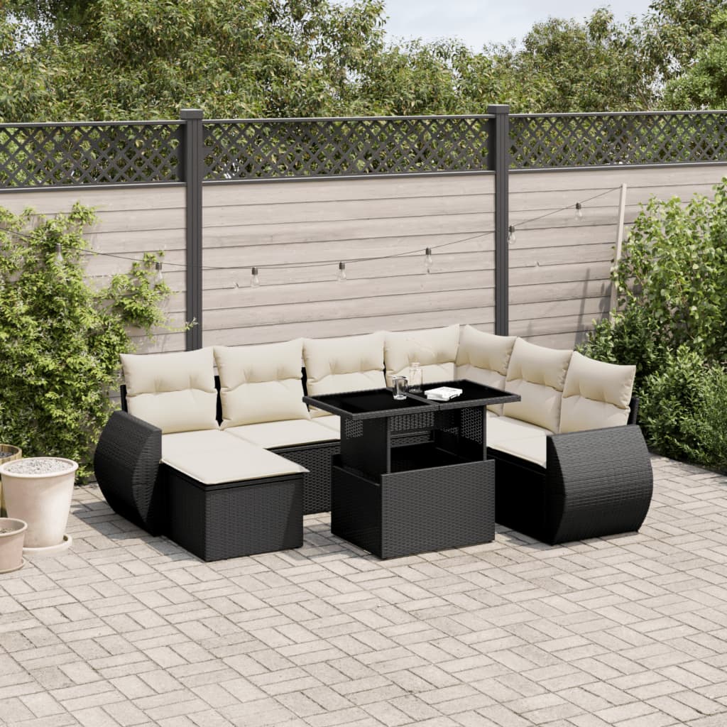 sofasæt til haven 8 dele med hynder polyrattan sort