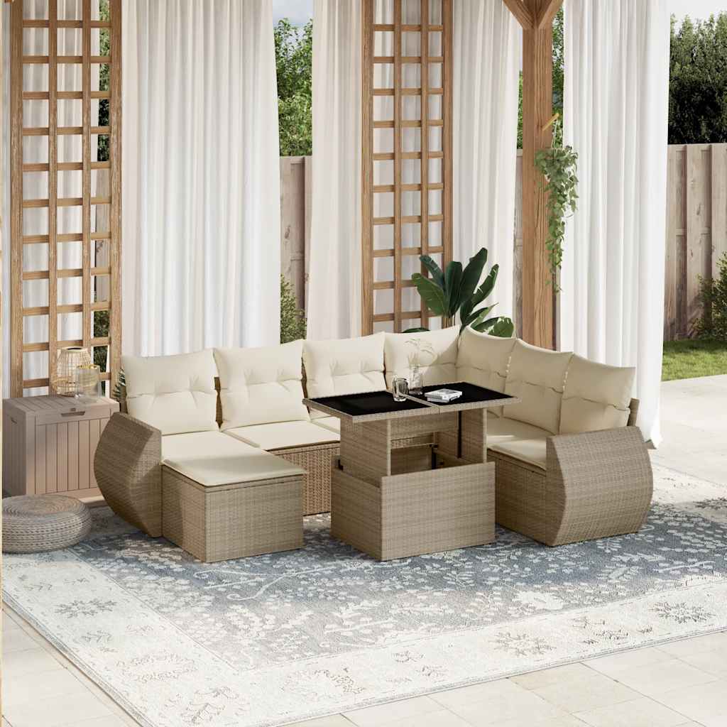 sofasæt til haven 8 dele med hynder polyrattan beige