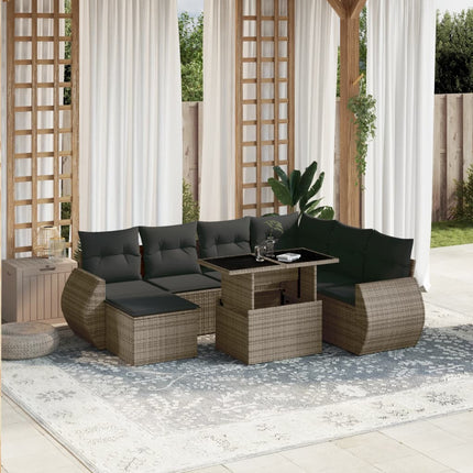 sofasæt til haven 8 dele med hynder polyrattan grå