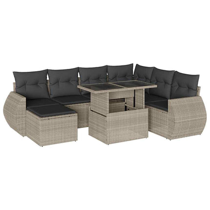 sofasæt til haven 8 dele med hynder polyrattan lysegrå