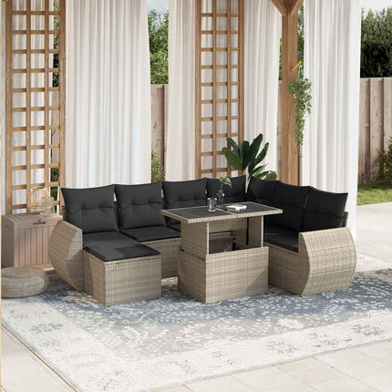 sofasæt til haven 8 dele med hynder polyrattan lysegrå