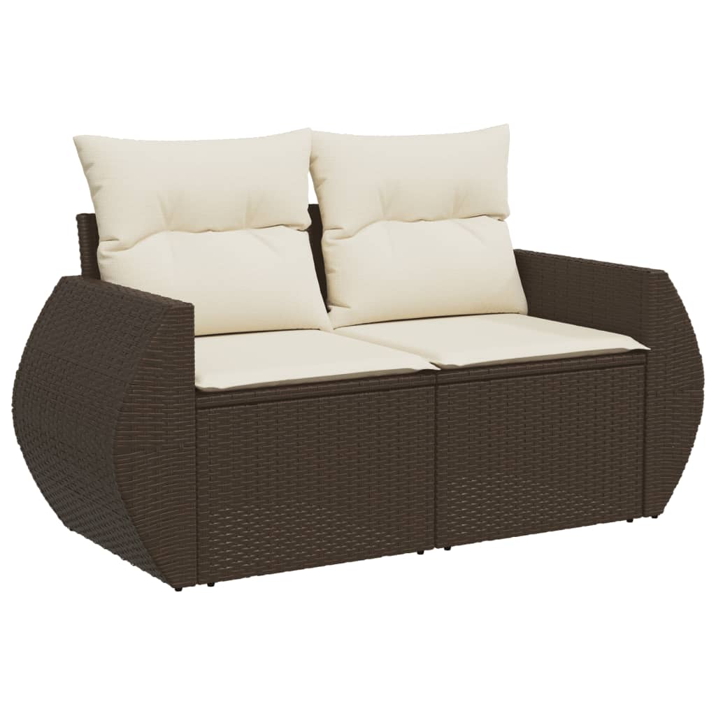 sofasæt til haven 9 dele med hynder polyrattan brun