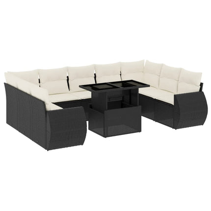 sofasæt til haven 10 dele med hynder polyrattan sort